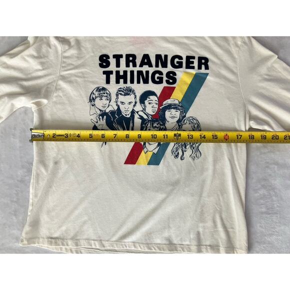 NETFLIX STRANGER THINGS Women Rib Long Sleeve Crop T-Shirt Top Cream Size Medium - Picture 5 of 8